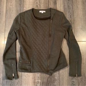 Athleta Belvedere Olive Green Quilted Asymmetrical Jacket Coat Moto Women’s S